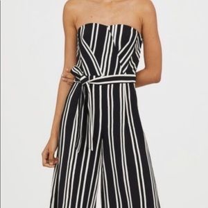 H&M Black and White Cropped Jumpsuit